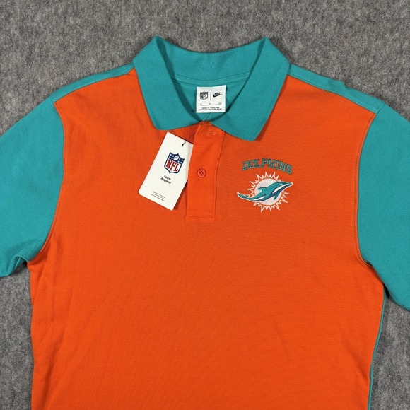Nike Miami Dolphins Polo Shirt Men's Small NFL Cotton Orange Classic New - Picture 2 of 10